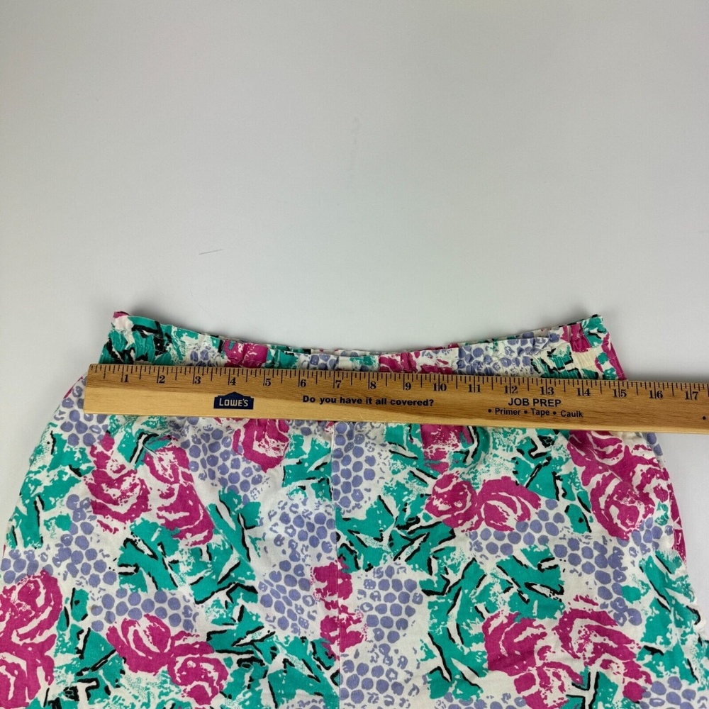 Vintage 80s Womens Size S High Waisted Floral Tropical Print Shorts Made in USA - Picture 5 of 8